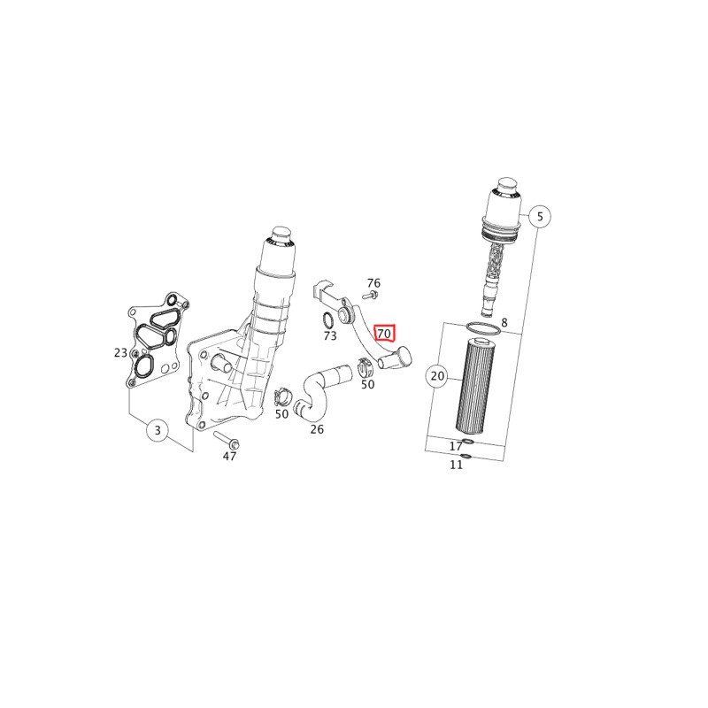 Oil pipe oil cooler Mercedes-Benz A2712002352