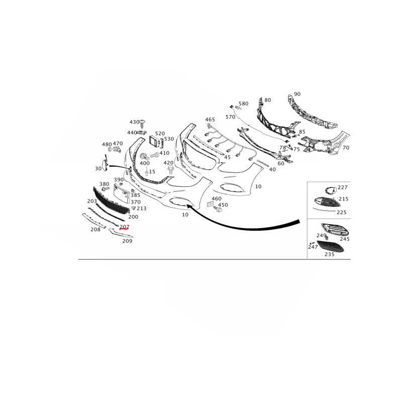 Διακοσμητικό εμπρός προφυλακτήρα Mercedes-Benz A2128852374 E-CLASS W212