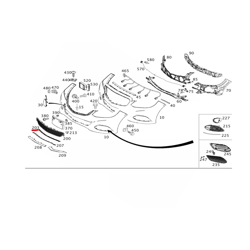 Κάλυμμα προφυλακτήρα κάτω Mercedes-Benz A2128852322 E-CLASS W212