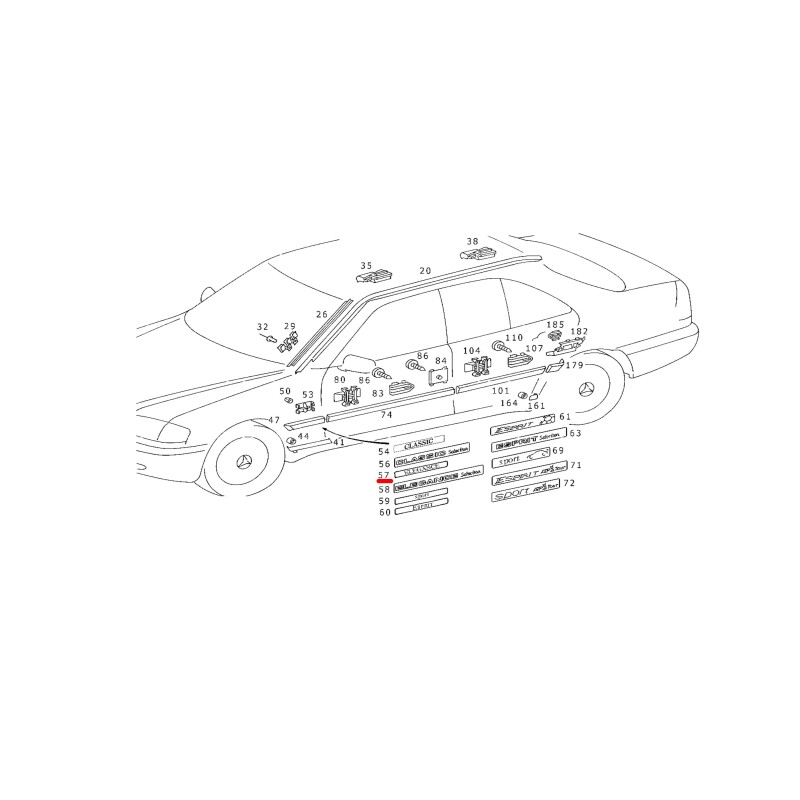 Σήμα φτερού εμπρός ELEGANCE γνήσιο Mercedes-benz A2108171520