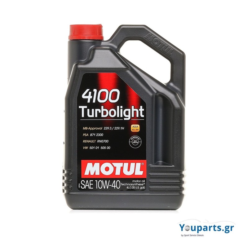 Λιπαντικό κινητήρα τεχνολογίας Technosynthese® Motul 4100 Turbolight 10W40 4lt
