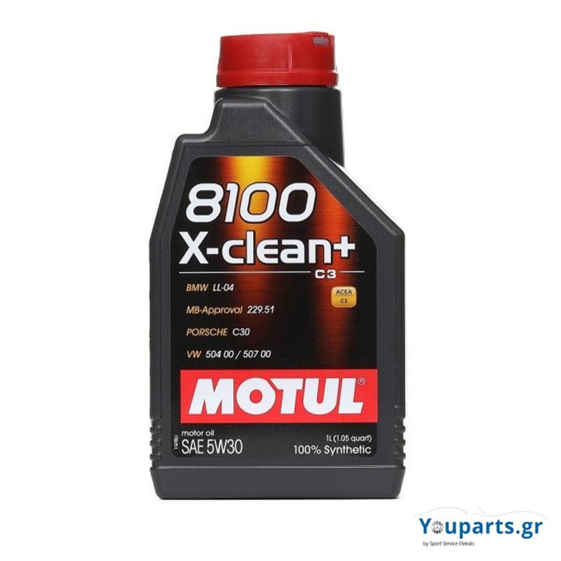 Πλήρως Συνθετικό Λιπαντικό κινητήρα Motul 8100 X-CLEAN + C3 504/507 5W-30 1lt