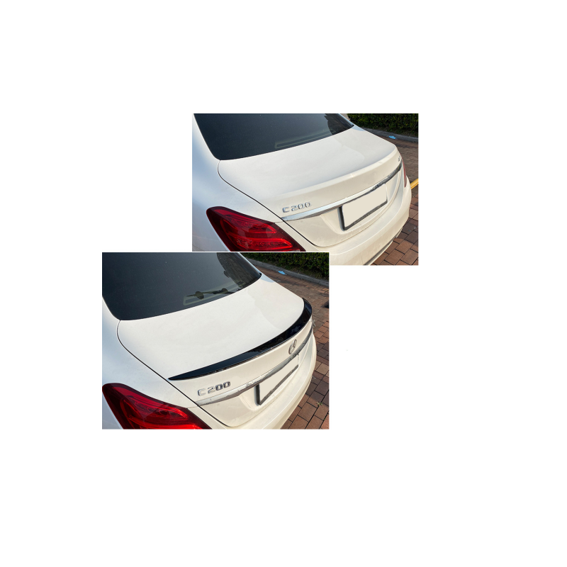 Rear spoiler lip black gloss fits on Mercedes-Benz C-Class W205 2014-2018.
