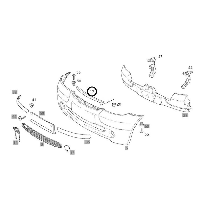 Χρώμιο Προφυλακτήρα Mercedes-Benz A-CLASS W168 98-04.