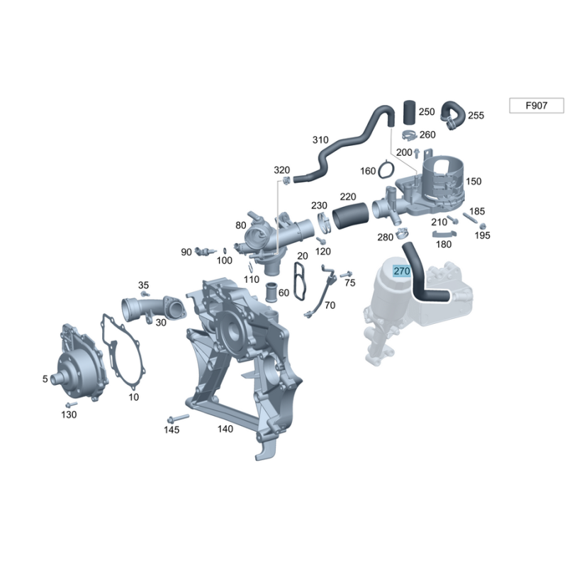 Σωλήνας-κολαρο ψυγείου/ψύξης νερού Mercedes Benz A6512031382
