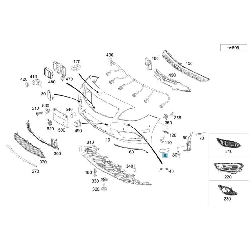 Headlight washer cover Mercedes Benz A1178851522