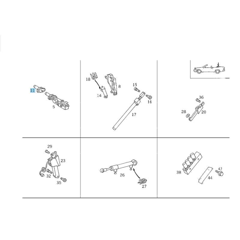 Hydraulic Convertible Top Cylinder  Mercedes Benz A1298001672
