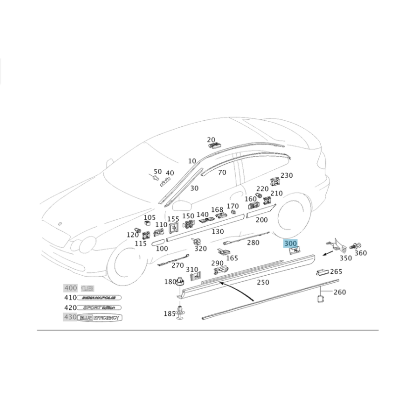 Side skirt mounting clip MERCEDES A0129885078