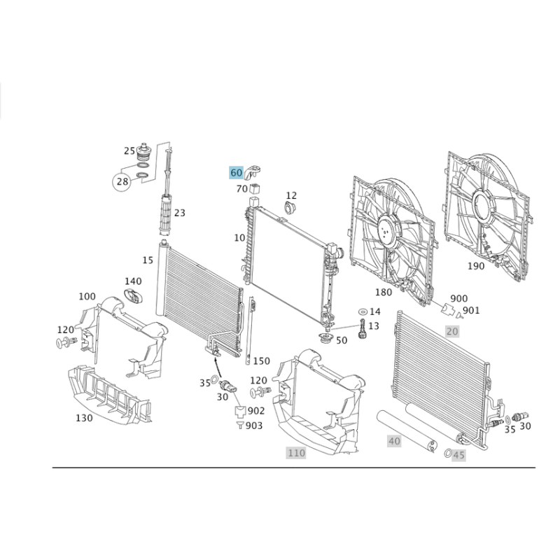 Mercedes SLK R171 Radiator Mount Bracket A1715040540