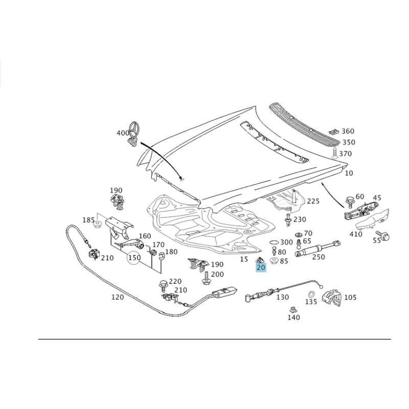 Bonnet insulation retaining clipMercedes Benz A0019880325