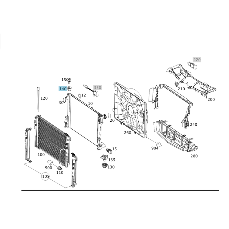 Upper radiator insulator/mount Mercedes Benz A1695040114