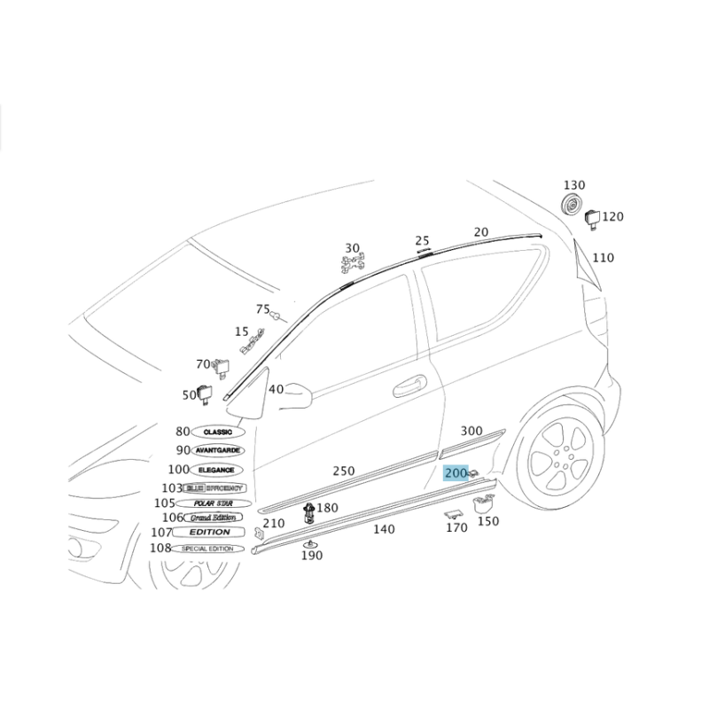 Κλιπ στερέωσης μαρσπιε Mercedes Benz W169 A0129885378