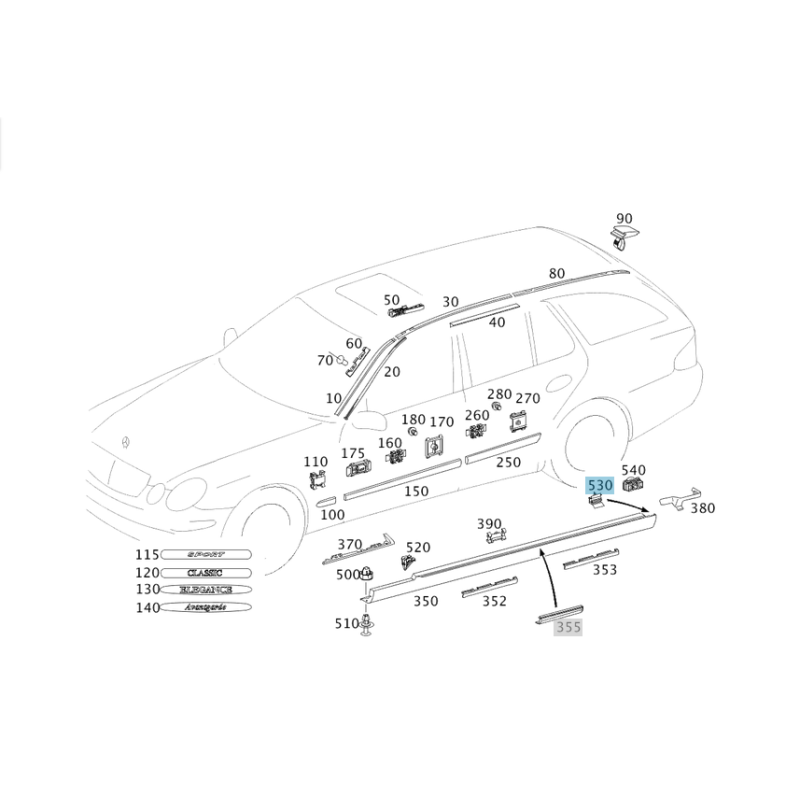 Κλιπ συγκράτησης μαρσπιέ Mercedes Benz A2119880678