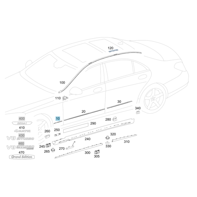 Διακοσμητική λωρίδα φτερού Mercedes Benz A2226909301