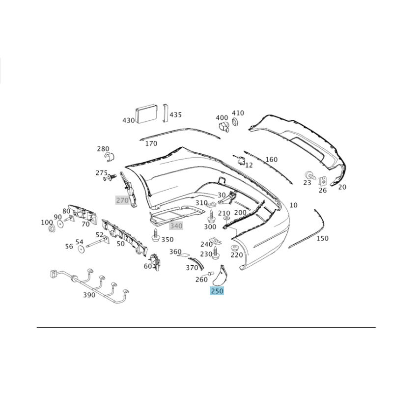 Κάλυμμα προφυλακτήρα αριστερά πίσω Mercedes-Benz C-Class (W204).