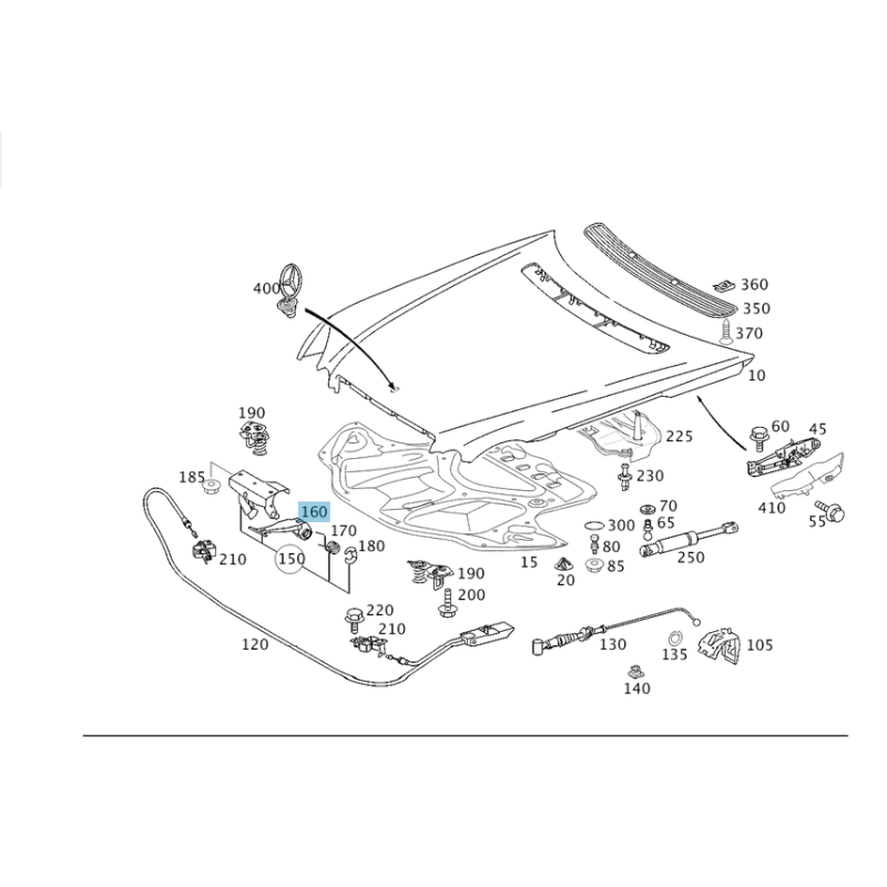 Hood release handle Mercedes Benz A2118870327 W211