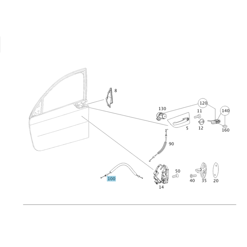 Ντίζα εσωτερικής χειρολαβής πόρτας Smart Forfour W454 A4547230069