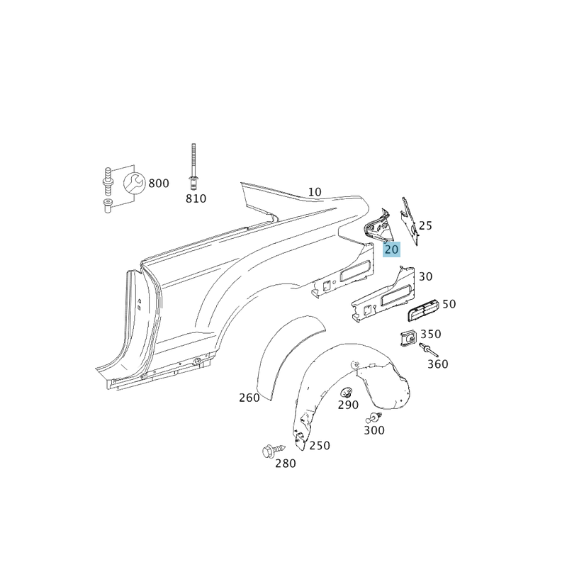Βάση στήριξης για το πίσω αριστερό φανάρι Mercedes Benz W207 A2076370944