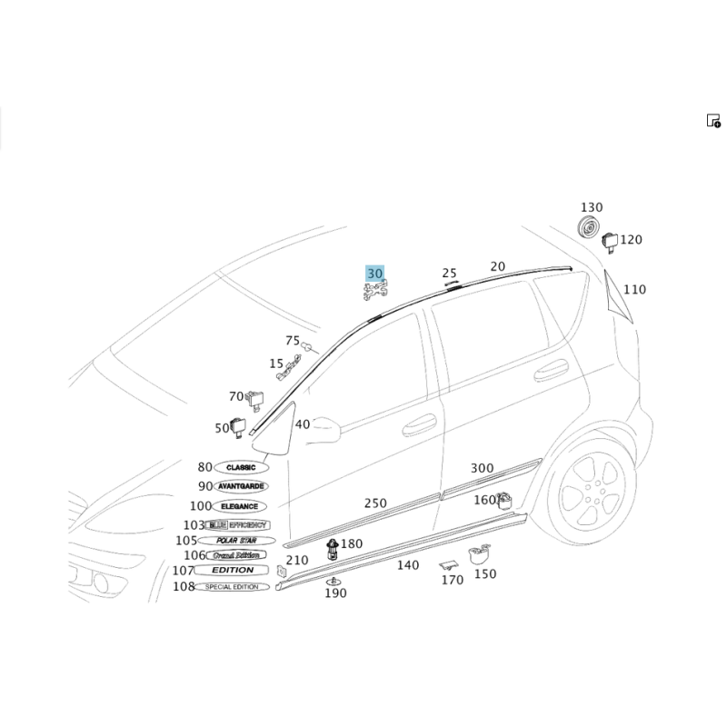 Fixing Clip Mercedes-Benz A-CLASS/B-CLASS W169/W245 A0009915871 64