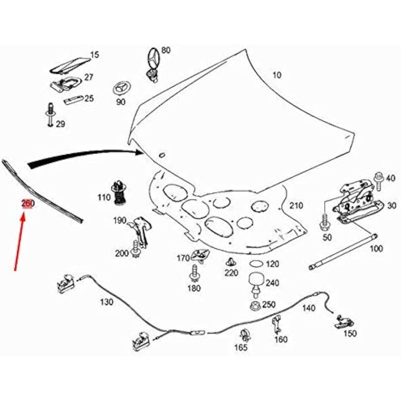 Λάστιχο εμπρος καπό  Mercedes-Benz W204 A2048810098