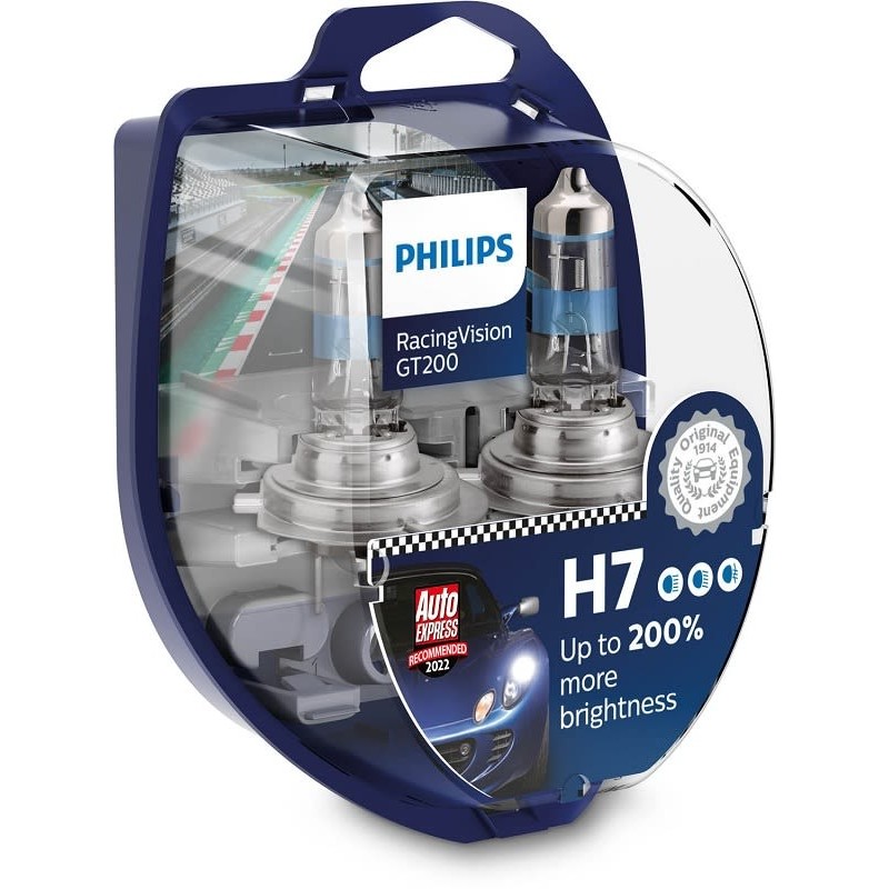 ΛΑΜΠΕΣ ΣΕΤ H7 12V 55W PX26D RacingVision GT200 PHILIPS  ΑΛΟΓΟΝΟΥ