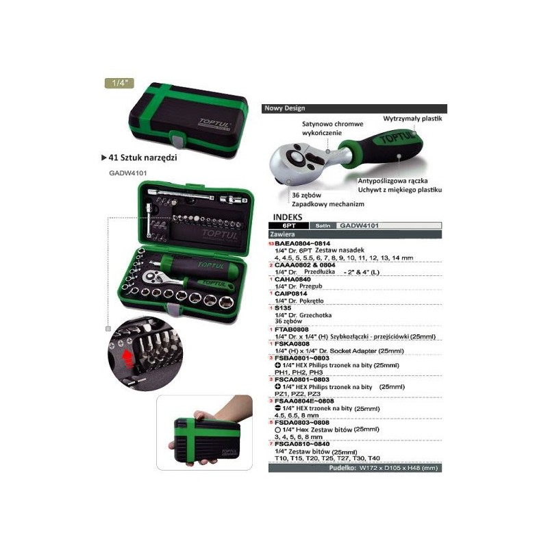 Fits TOPTUL GADW4101 Tool Set DE stock