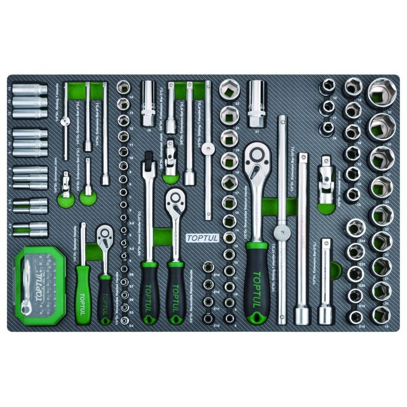 126PCS - 1/4", 3/8" & 1/2" DR. Flank Socket Set TOPTUL