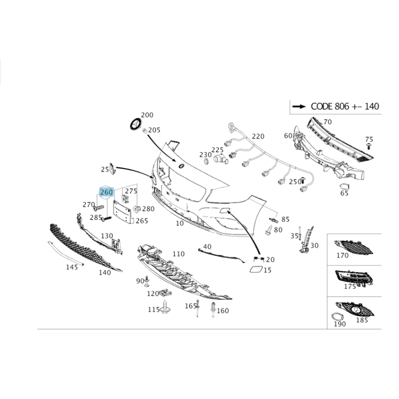 Βάση πινακίδας εμπρός πλαστική Mercedes A-Class W176(A1768801644)