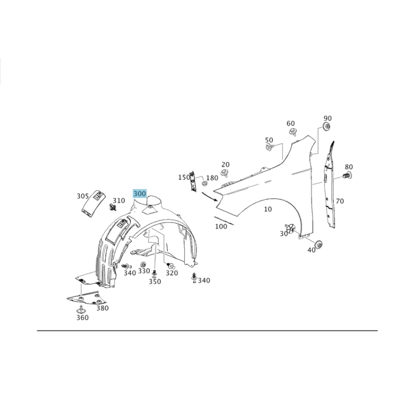 Θόλος πλαστικός εμπρός αριστερά Mercedes A-Class W176 (A2466900100)