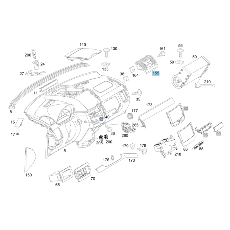 Κεντρικό Κάλυμμα Ταμπλό με Αεραγωγούς Mercedes Vito Viano W639 A6396800007