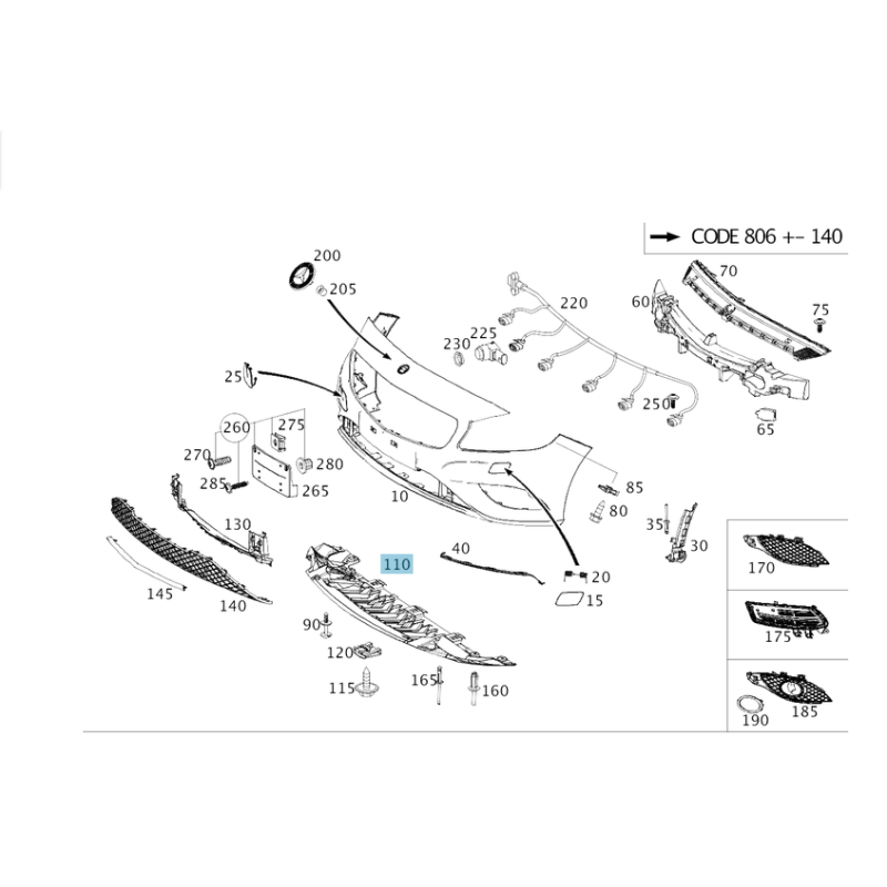 Ποδιά Προφυλακτήρα Mercedes W176/CLA AMG Aftermarket | A1768850136
