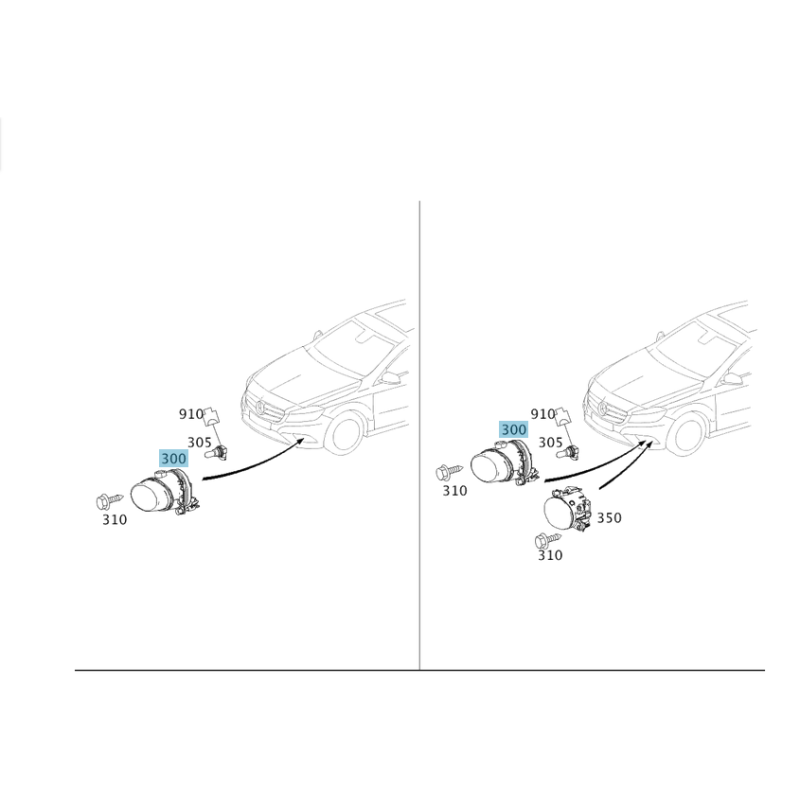 Front Right Fog Light Lamp (H11) for Mercedes A-Class W176 / CLA C117 | Aftermarket OEM Replacement A0998200256