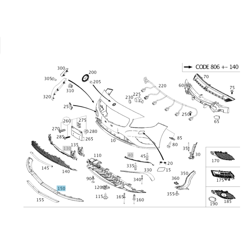 Front Bumper Spoiler for Mercedes A-Class W176 AMG (2012-2015) Aftermarket - Fits A1768850674