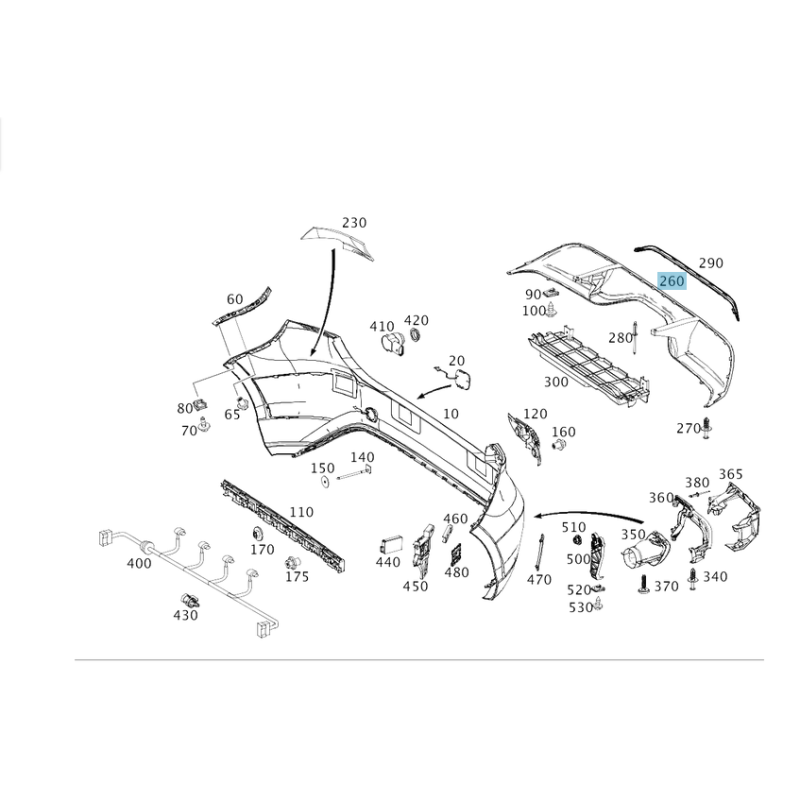 Aftermarket Rear Bumper Diffuser AMG Style for Mercedes A-Class W176 (Fits OEM: A1768852425)