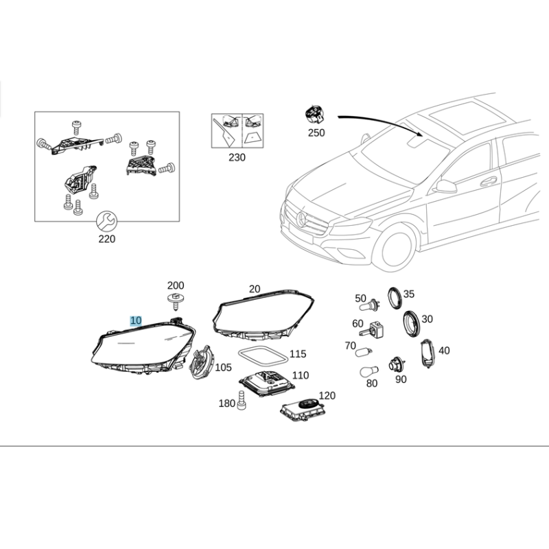 Φανάρι Αριστερό Mercedes A-Class W176 (12-18) Aftermarket