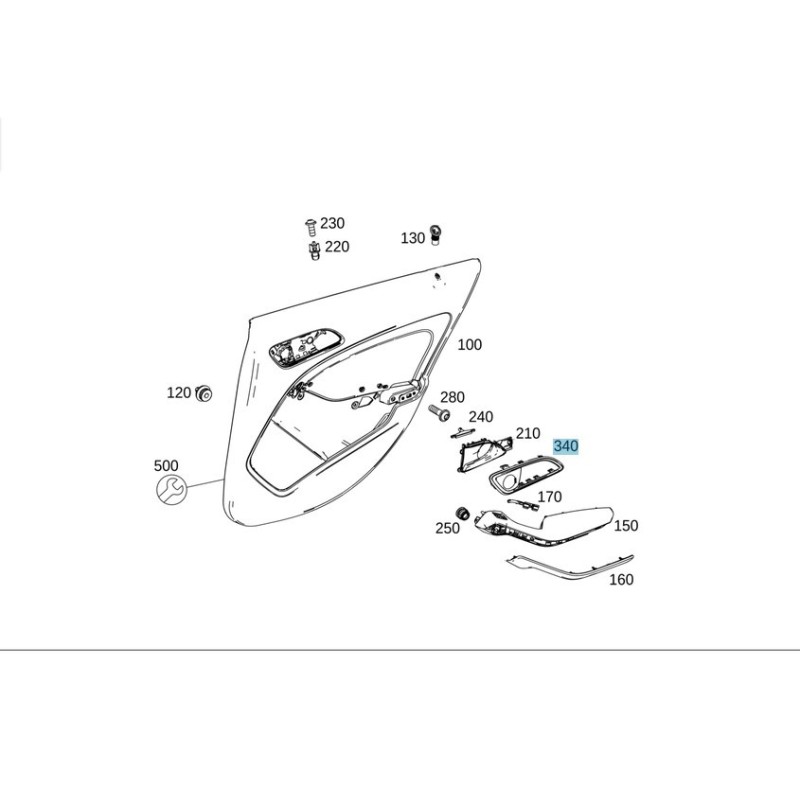 Aftermarket Rear Left Interior Door Handle for Mercedes A-Class / B-Class / CLA / GLA (OEM: A2467300348)