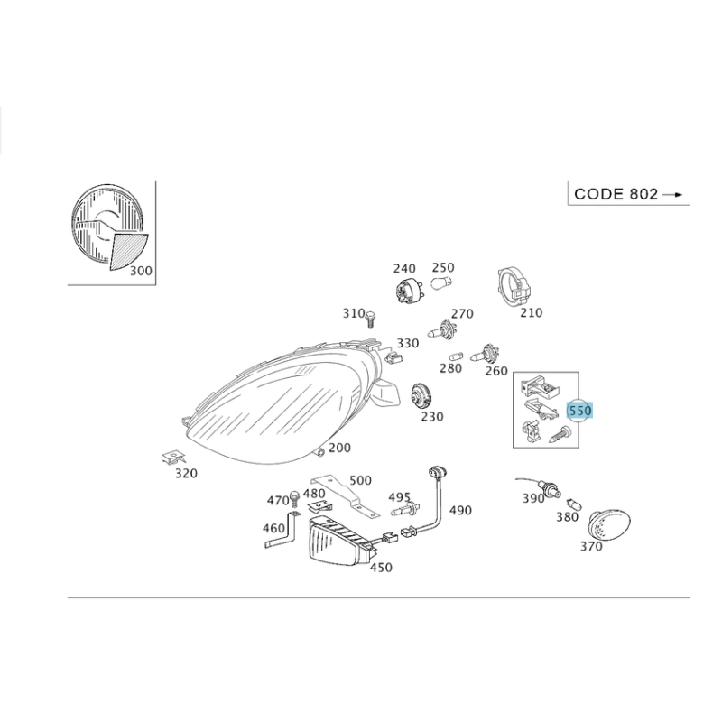 Headlight repair kit left Mercedes-Benz A1688202514