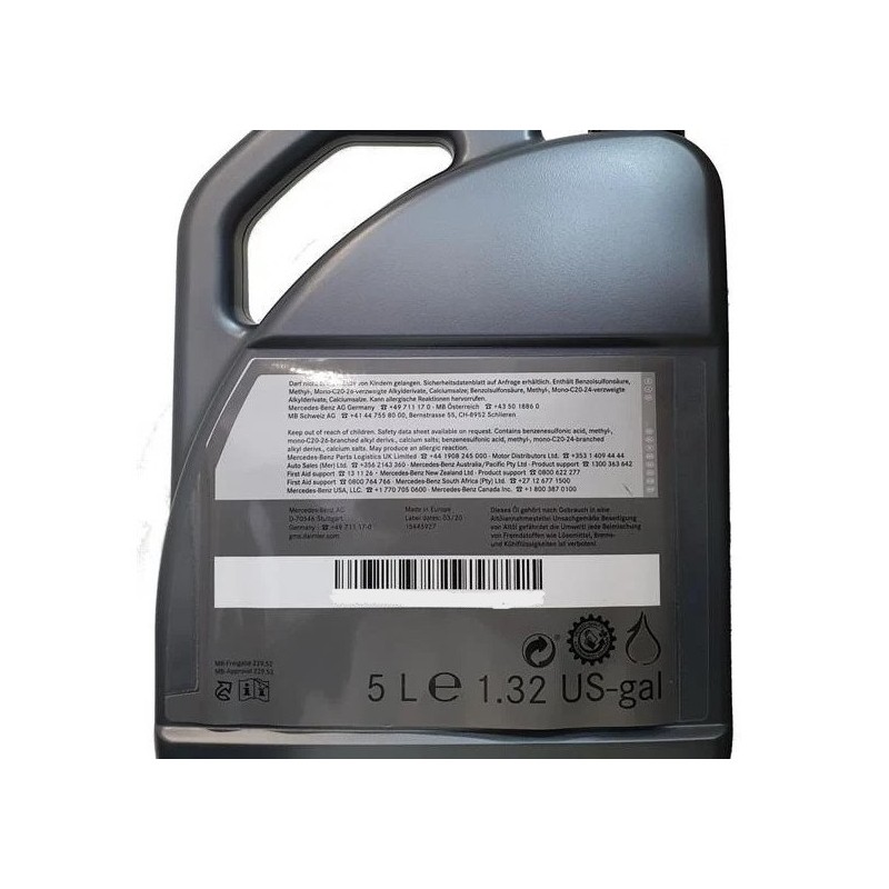 Genuine Mercedes-Benz 5W-30 MB 229.51 Oil 5L | A000989691013