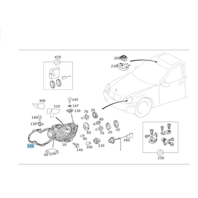 Γνήσιο Λάστιχο Φανού Mercedes C-Class W203 Αριστερό | A2038260191