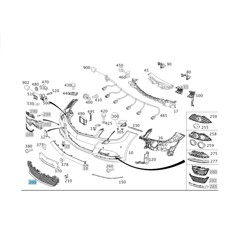 Σητα Εμπρός Προφυλακτήρα για Mercedes C-Class W204 (2011-2014) | OEM A2048850624