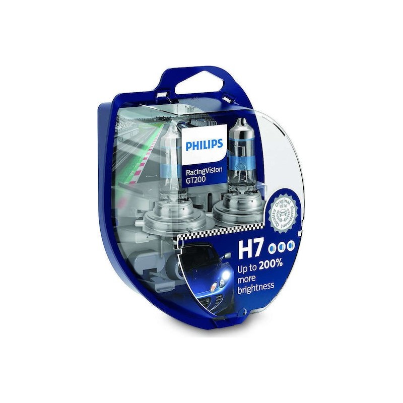 ΛΑΜΠΕΣ ΣΕΤ Η7 12V 55W PX26D RacingVision GT200 PHILIPS