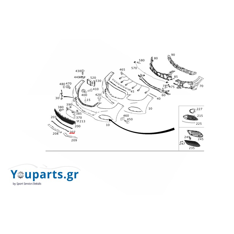 Front lower trim Mercedes-Benz A2128852374 E-CLASS W212