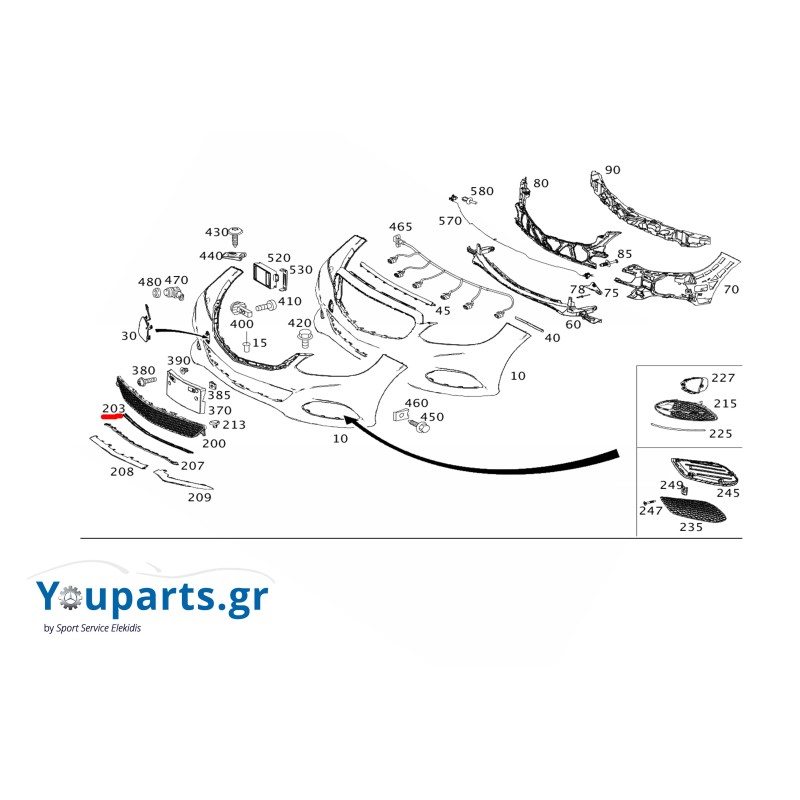 Κάλυμμα προφυλακτήρα κάτω Mercedes-Benz A2128852322 E-CLASS W212