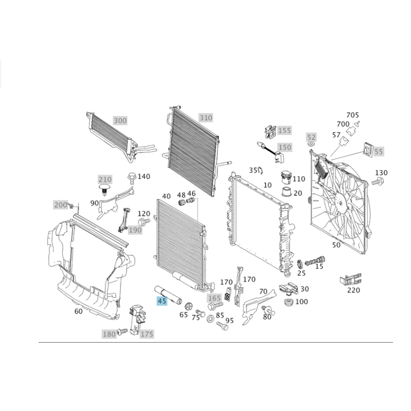 A/C Receiver Drier (Air Conditioning Filter) Nissens 95596 for Mercedes M-Class W164 / GL X164 / R-Class W251 (OE: A2518350047)