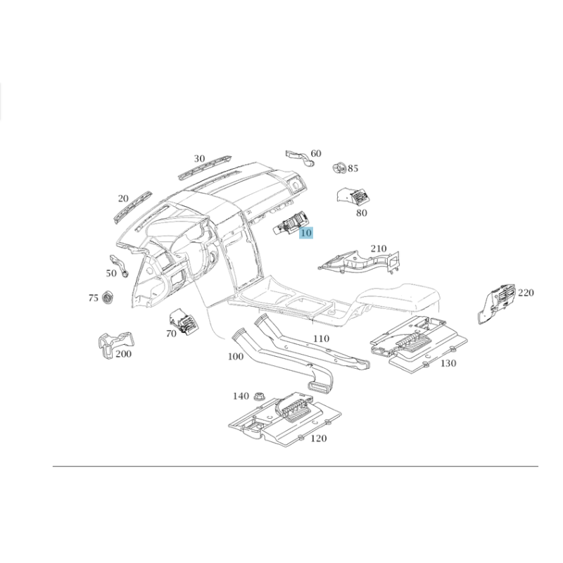 Αεραγωγός κεντρικης κονσόλας Mercedes-Benz A16983000549116 ACLASS W169