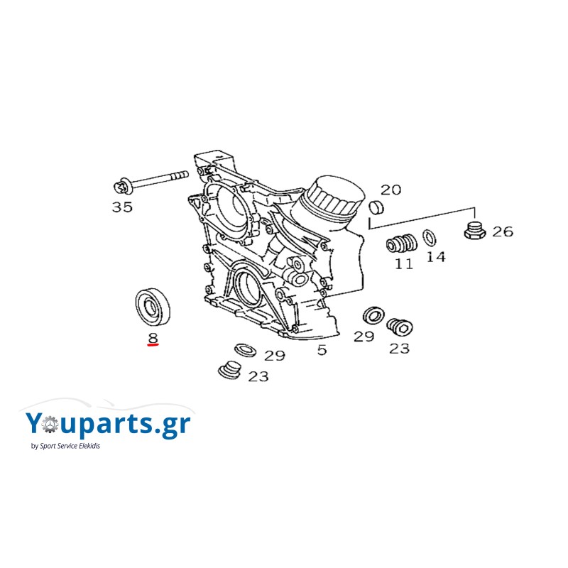 Crankshaft oil seal front  Mercedes-Benz A1209970346